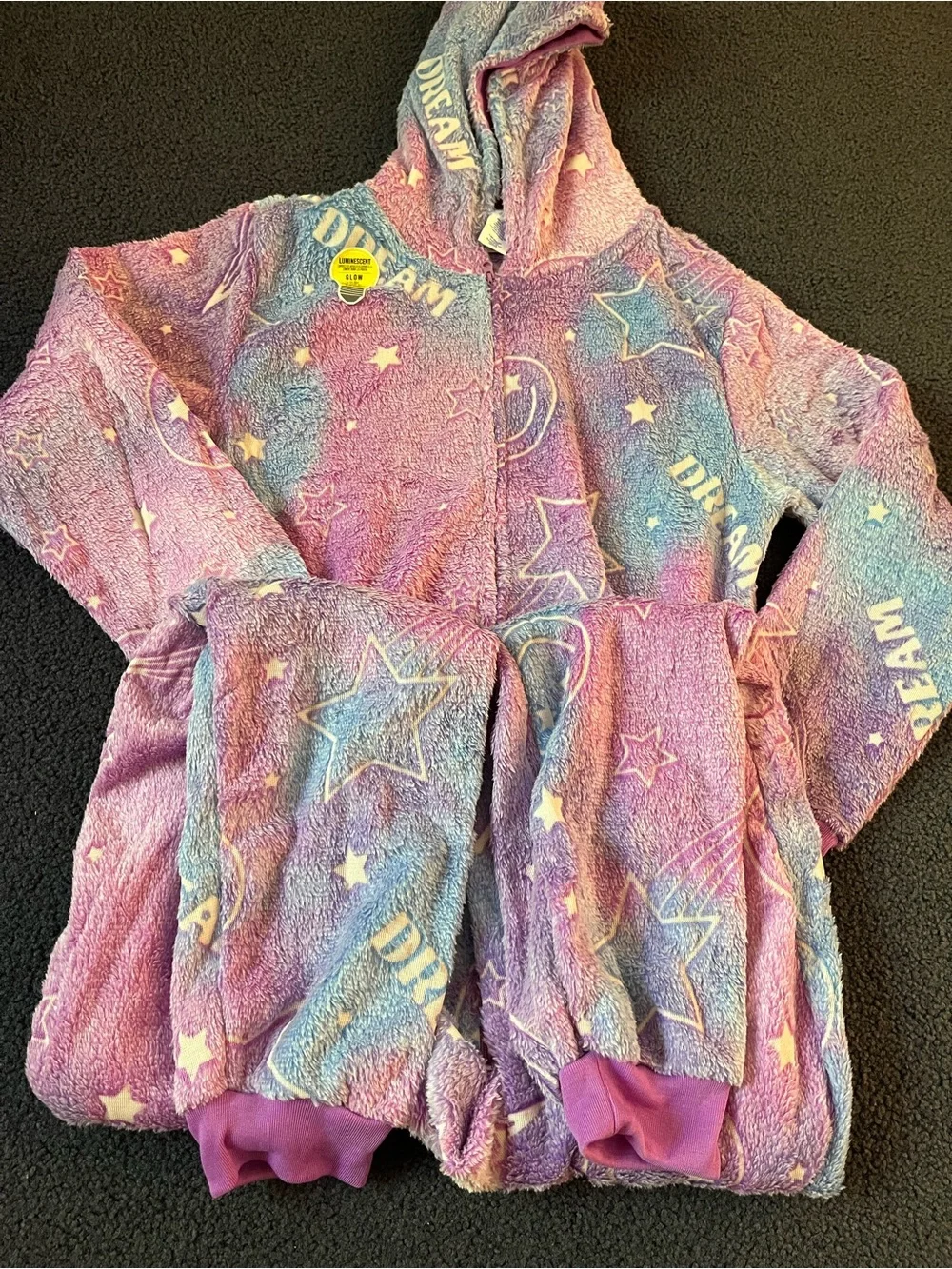 Kids' Purple & Blue Dream Stars Hooded Pajama Onesie
